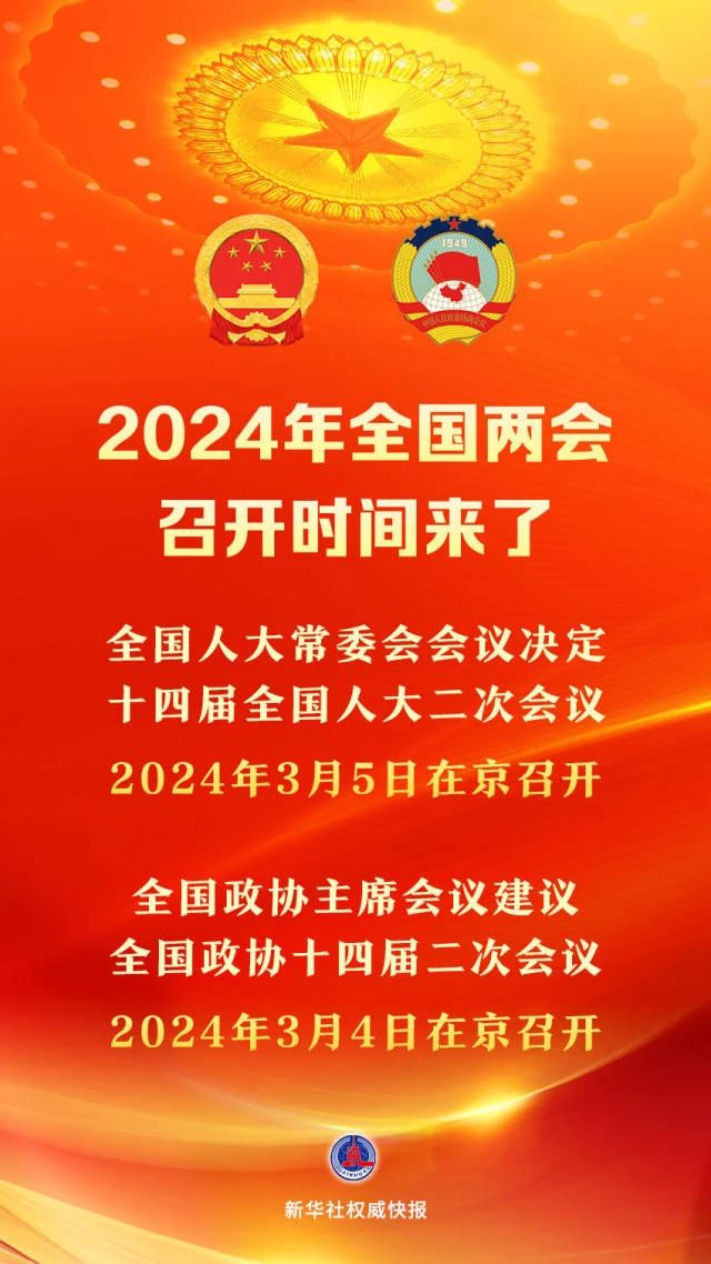 2024年全国两会召开时间来了！